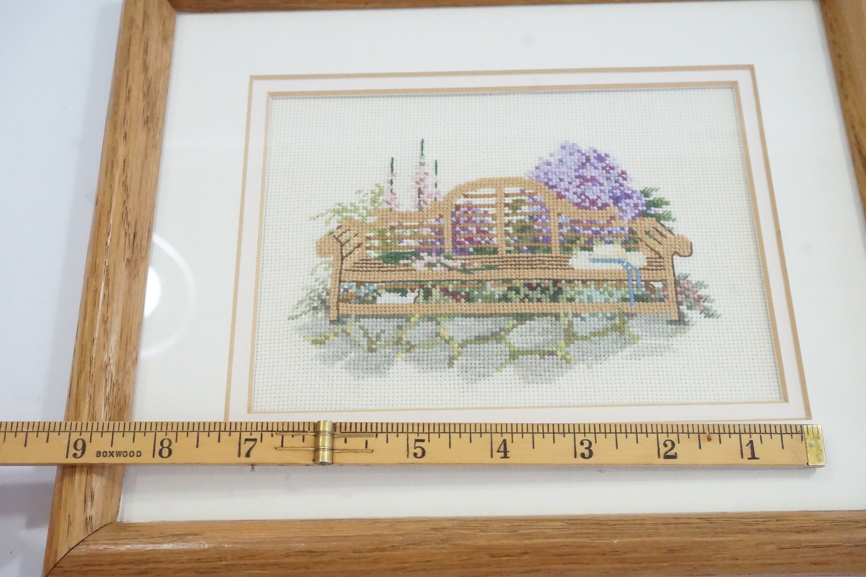Framed Embroidery Garden Art Garden Textile Art Vintage Hand Etsy