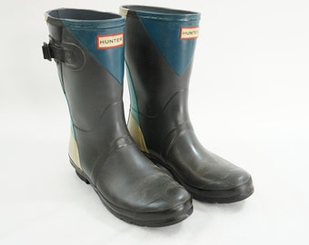 Hunter Boots, Hunter Boots Ltd., Blue Mid Calf Waterproof Rain Boots, Garden Gear, Gardening Boots, Size 10 Rubber Boots Free USA Ship