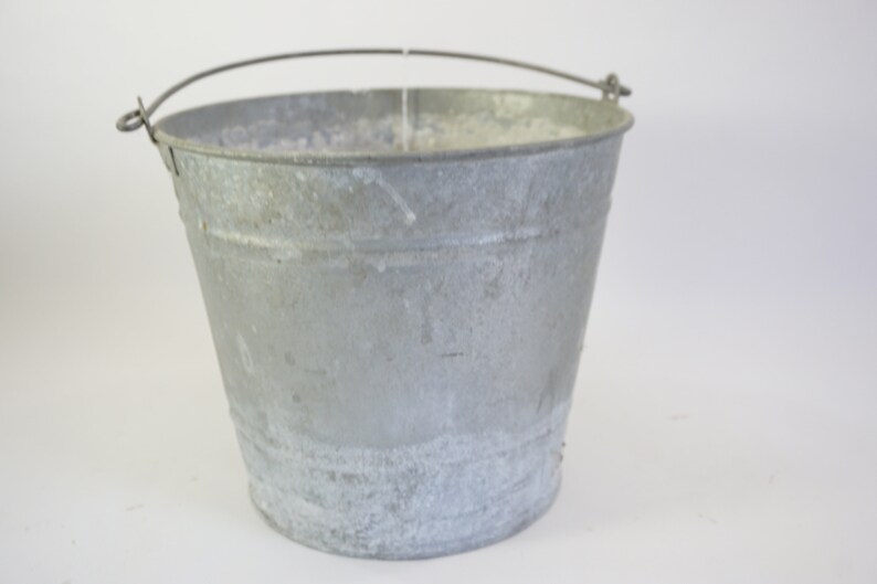 ROUND Metal Bucket w Handle Storage Bucket Atlantic #10 Metal Pail Lot 101 Free Ship Storage Pail Galvanized Bucket Garden Carry All