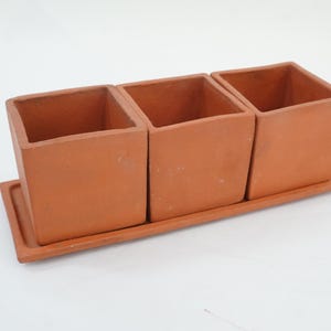 Bennington Pottery, doniczki i spodki z terakoty, zestaw 4 elementów, bez otworów drenażowych, darmowa wysyłka do USA