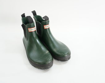 Hunter Boots, Hunter Boots Ltd., Green Chelsea Waterproof Rain Boots, Garden Gear, Gardening Boots, Size 10 Rubber Boots Free USA Ship