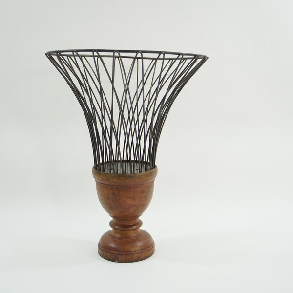 Metal and Wood Urn, Planter, English Style Planter, French Style Urn, Shelf Decor, French Basket, Elegant Design, Free USA Ship