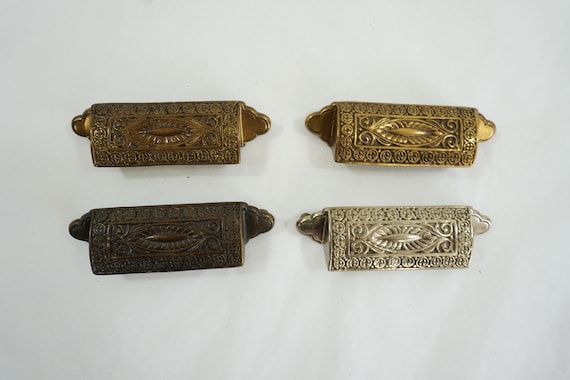 Brass Hardware, Brass Cabinet Pulls, Designer Hardware, Eastlake Cup Pulls, Set of 4 Schaub and Co Lot 155 Free USA Ship