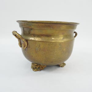 Brass Metal Planter, Brass Plant Holder, Metal Handled Container, Decorative Plant Holders, Footed Brass Plant Holder, Free USA Ship