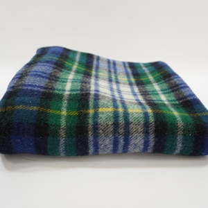 Wool Throw Blanket, Faribo Plaid Throw, Blanket, Tartan Wool Throw w/ Fringe, Green Blue Wool Blanket, Library Den Plaid Decor Free USA Ship