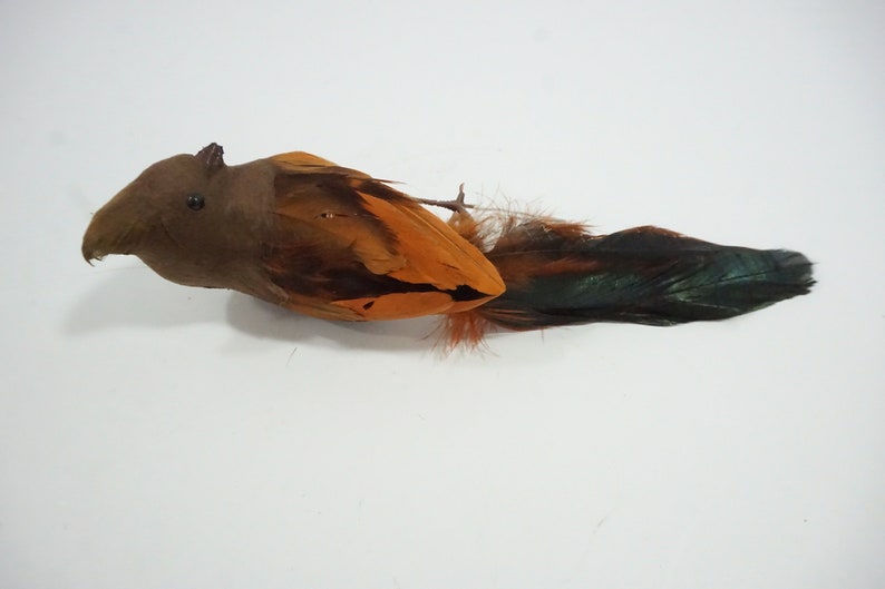 Brown Bird Wreath Floral Bird Cage Bird Brown Bird w Crown Artificial Bird Feathered Bird 9 12 L Brown Feather Bird Free USA Ship
