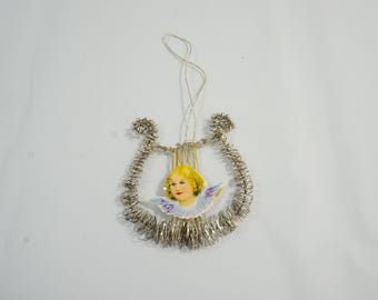 Decorazione natalizia vintage, decorazione fatta a mano, decorazione in lamina metallica, decorazione vittoriana con strumento musicale, lotto argento X09, spedizione gratuita negli Stati Uniti.