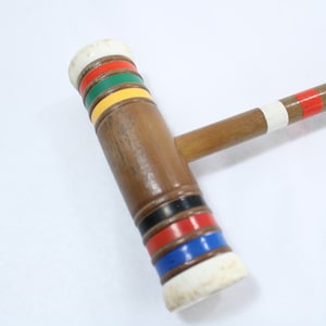 Forster WOODEN Croquet Mallet and Handle, Industrial Display Art, Dark Stained Wooded Croquet Mallets, Single Croquet Mallet Free USA Ship