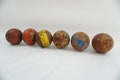 Croquet Balls, 3 1/4" Dia Wooden Striped Croquet Balls, Set of 6 Wooden Croquet Balls, Wide Striped Croque Balls, Lot 408 Free USA Ship