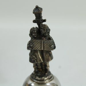 Bell Ornament, Silver Plated and Pewter Bell, Ornament w/ Clapper, 1979 The Danbury Mint Christmas Bell, Carolers Bell Lot B16 FREE USA Ship