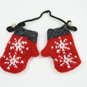 Knitted Mittens Ornament, Hanging Vintage Christmas Stocking Ornaments, Mittens with Bells, Soft Ornaments,  Lot Q36 Free USA Ship