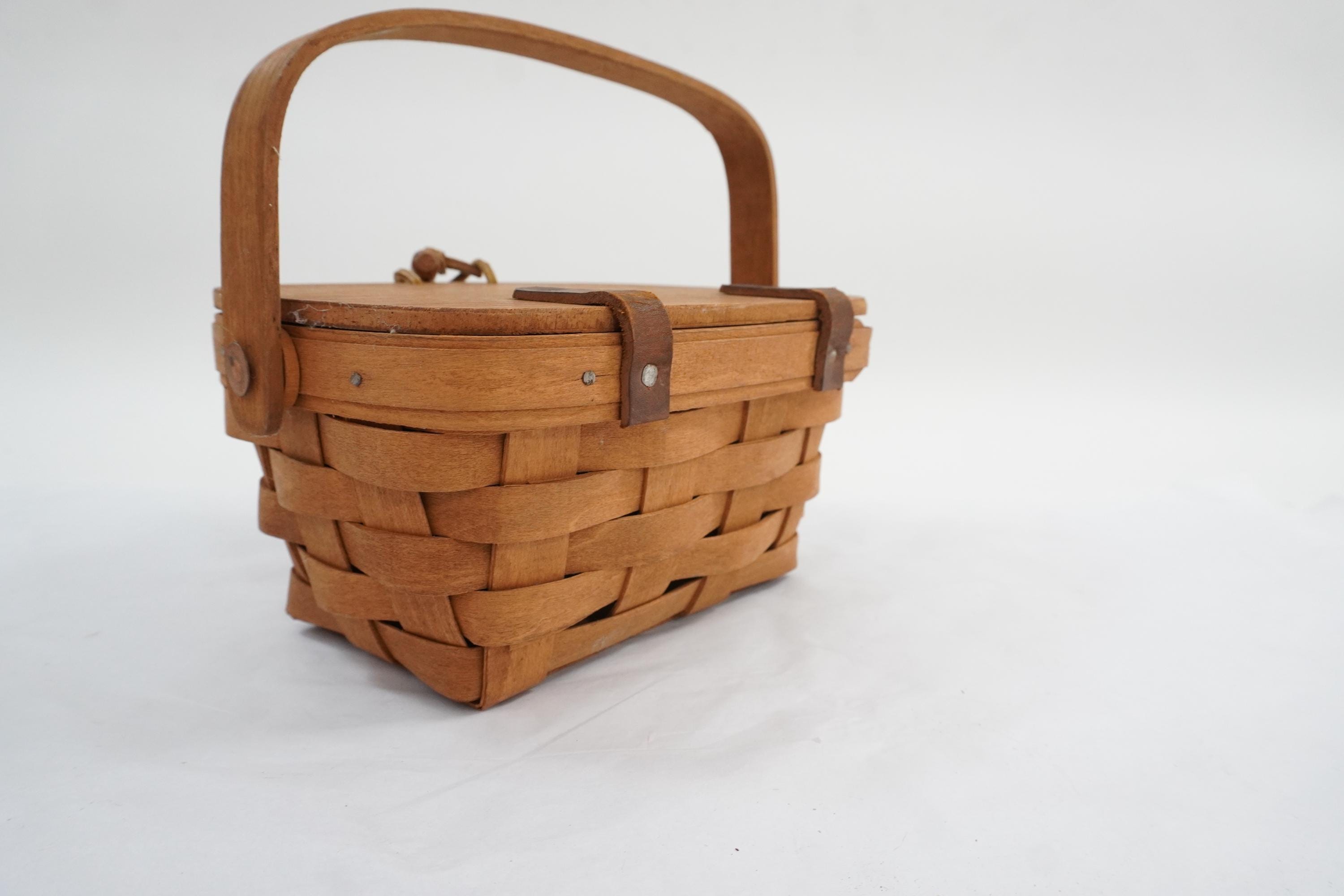 Longaberger Basket Purse, Ohio Made Vintage Basket W Lid & Handle