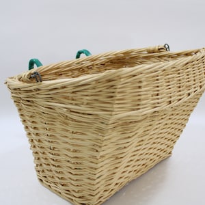 Vintage Bike Basket, Hanging Basket, Flat Back Basket For Bike, Handlebars Basket, Bike Market Basket, Turquoise Bars, Free USA Ship