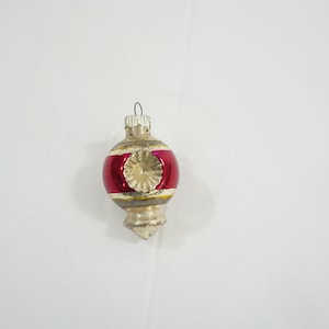 Vintage Glass Christmas Ornament, Shiny Brite, Retro Christmas Ornament, Tear Drop Double Indent Striped, MCM Christmas M59, FREE USA Ship