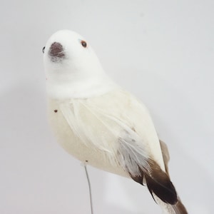 Kunstvogel, gefiederter Vogel, weißer Filz und gefiederter Vogel, Spottvogel, Kranzzubehör, Blumenschmuck Lot 149 Free USA Ship