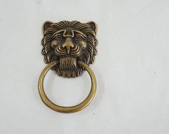 Brass Hardware, Cabinet Door Drawer Pull, Lion Head Antique Brass Made in Italy Bosetti Marella Hardware, Lot 158 Free USA Ship