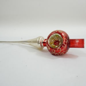 Christmas Tree Topper, Mercury Glass Topper, Tinsel Tree Decoration, Vintage 1950&#39;s Silver Christmas Glass Tree Topper Lot V15 Free USA Ship