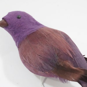 Artificial Bird, Feathered Mocking Bird, Purple Felt & Feathered Bird Fake Bird, Wreath Floral Table Arrangement Supplies, Lot 146 Free Ship
