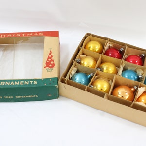 Vintage Christmas Ornaments, Polish, Fantasia Brand, 2" Glass Balls, Poland Made, 12 MCM Colorful Glass Ornaments, Lot BB41 FREE USA Ship
