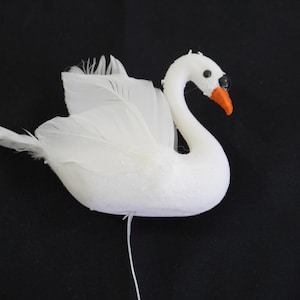Artificial Bird, Feathered Bird, Swan Bird, Wreaths Table Decor Floral Arrangement Supplies, White Swan 4.5&quot; L Lot 305 Free USA Ship