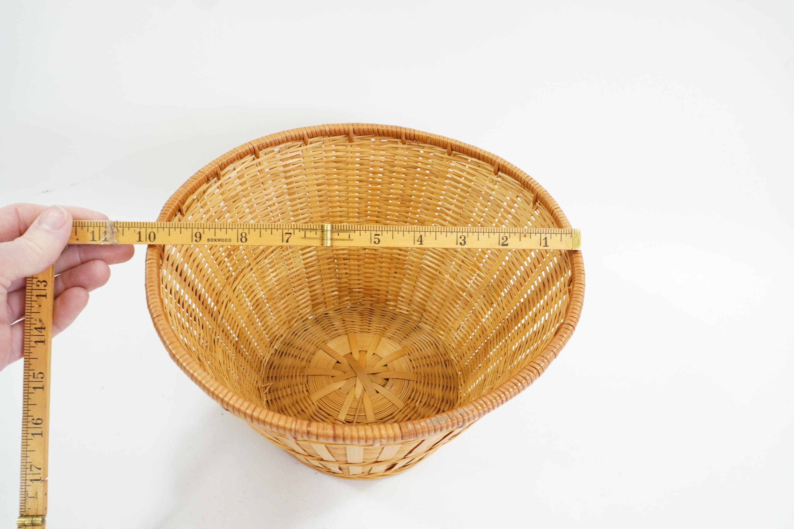 ヴィンテージ竹製バスケット、竹、シダバスケット、編み込みバスケット