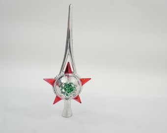 Christmas Tree Topper with Indent, Unbreakable, Tree Top, Silver Tree Topper, MCM Christmas, Foil Tree Topper, Indent, Lot Z72 Free USA Ship