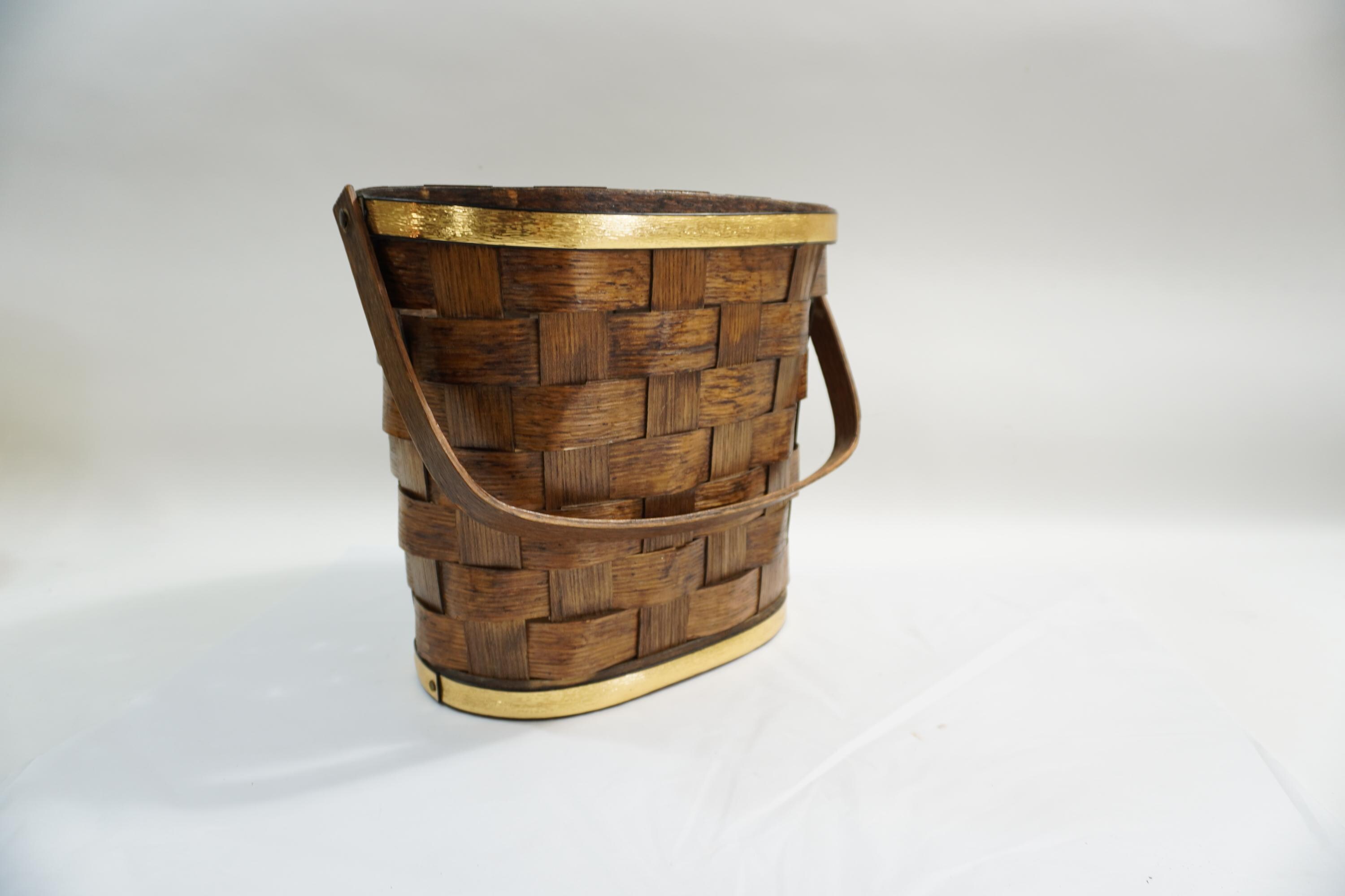 Basketville Basket, Woven Oval Basket W/ Handle, Storage Basket