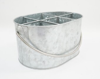 Cubo metálico galvanizado para condimentos, ideal para mesas de picnic al aire libre, con asa, perfecto para el verano, el jardín o como herramienta de almacenamiento. Envío gratuito a EE. UU.