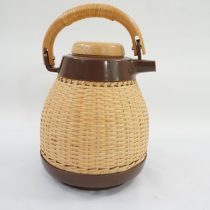 Corning Designs Thermal Tea Coffee Pot, Basket Weave Design, Thermal Carafe, Vintage Entertaining, Summer, Mid Century Design Free USA Ship