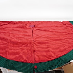 Kerstboomrok, bordeauxrode en groene boomrok, knoopsluiting, groot geribbeld boomshirt, kerstdecor, gratis verzending vanuit de VS
