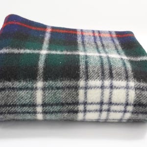Wool Blanket, Lochcarron Plaid Throw, Blanket, Tartan Wool Throw w/ Fringe, Green Blue Wool Blanket, Library Den Plaid Decor Free USA Ship