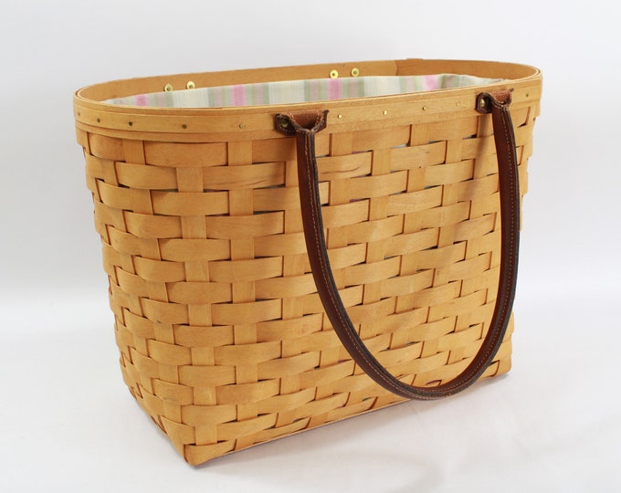 Longaberger Basket, Handbag Tote Leather Handles, LARGE Boardwalk