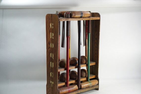 South Bend Croquet Set 6 Player Vintage Wooden 1940 S Lawn Summer Fun Display Nice