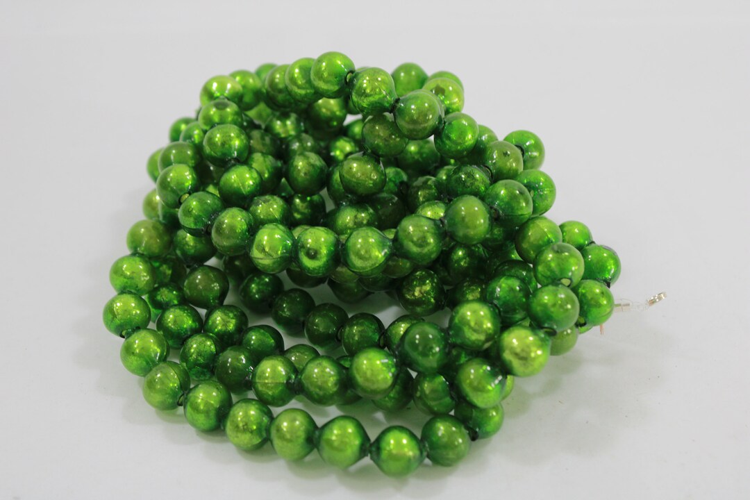 Vintage Christmas Garland, OLD Glass Garland From Japan, 8'10 L Green