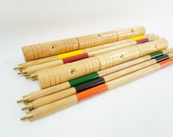 CROQUET Mallets, 6 Baden Mallets and Handles, Wooden Croquet Mallets, Lawn Games, Outdoor Games, Summer Play, Lot 115, Free USA Ship