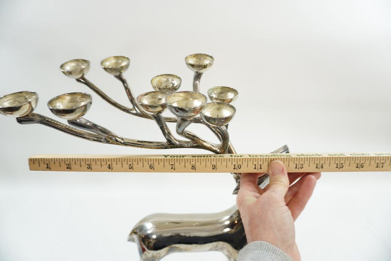 Vintage Pottery Barn Silverplate Deer Candle Holder, Large Deer