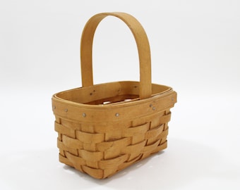 Cesta Longaberger, cesta tejida de roble partido 2001, cesta pequeña, cesta pequeña de colección, cesta hecha en EE. UU., envío gratuito dentro de EE. UU.