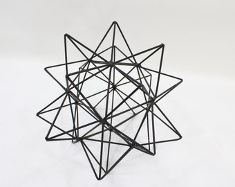 Star Shaped Ornament, Moravian Star, Black Metal Star, 3-D Star, Bo-ho Shabby Chic, Lawn Shelf or Hanging Star, FREE USA Ship