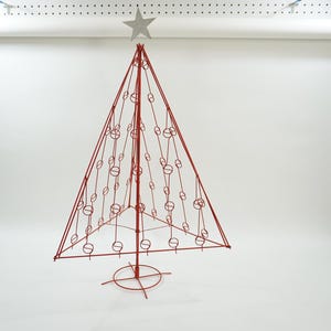 人工樹木、ヴィンテージメタルツリー、クリスマスツリー、グリーティングカードを飾るための屋内卓上ツリー、MCMクリスマスカードツリー、レッド、米国への送料無料