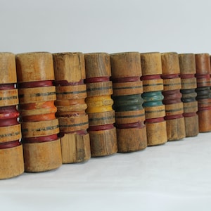 Wood Croquet Mallets, Wooden Croquet, 10 Antique Mallets, Summer Window Display, Sports Display, Folk Art, Antique Wood Sports Free USA Ship