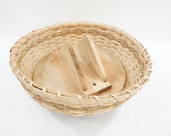 Peterboro Basket, Split Oak Lazy Susan Basket, Round