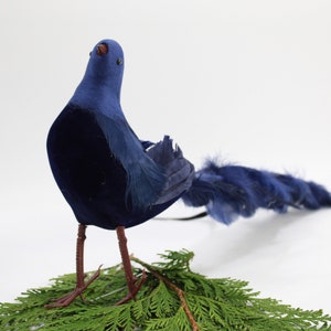 Artificial Bird, Feathered Bird, Blue Long Tail Bird, 18" L x 8" H Standing Bird Wreaths Floral Arrangements, New Feather Bird Free USA Ship