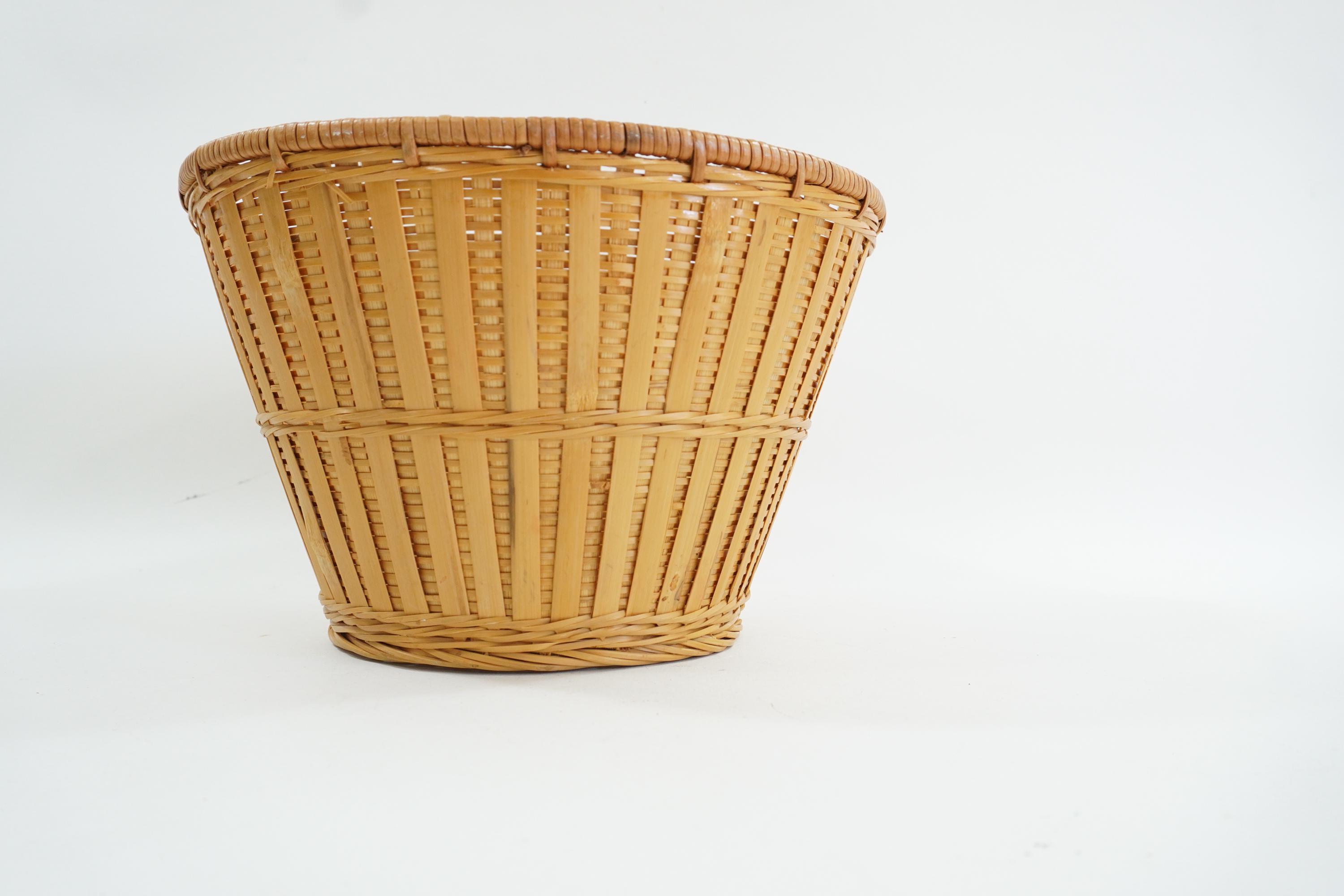 ヴィンテージ竹製バスケット、竹、シダバスケット、編み込みバスケット