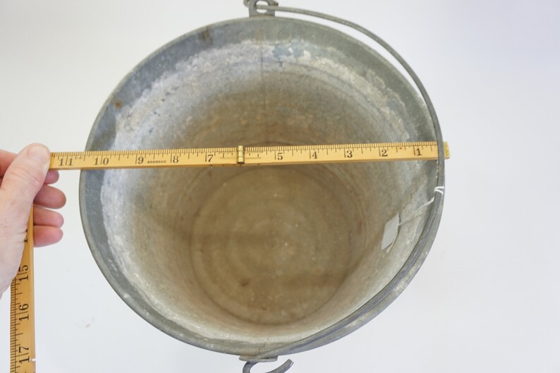 ROUND Metal Bucket w Handle Storage Bucket Atlantic #10 Metal Pail Lot 101 Free Ship Storage Pail Galvanized Bucket Garden Carry All
