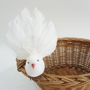 Artificial Bird, Feathered Bird, White Dove Bird, Open Fan Tail, Bird for Wreaths Table Decor Floral Arrangements Wedding 267 Free USA Ship