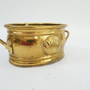 Brass Shell Planter, Cache, Brass Plant Container, Shell Design, Beach House Decor, Elegant Embossed Shell Plant Holder, Free USA Ship