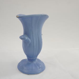 Keramos Pottery, Mid-Century Pottery Fan Vase, Art Deco, Mid Century Pottery, 1950's Periwinkle Blue Vase,  Chip on Rim, Free USA Ship