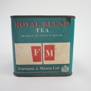 Fortnum & Mason Royal Blend Tea Tin, Metal EMPTY Tea Tin, Vintage Metal Tea, London Advertising England Tea, 8 oz Tea Tin Free Ship