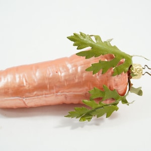 ヴィンテージクリスマスオーナメント、フルーツフード野菜オーナメント、西ドイツガラスクリスマスオーナメント、ガラスニンジン、ロットW09、米国送料無料