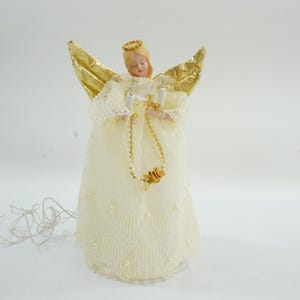 Christmas Tree Topper, Vintage Female Angel, Lighted Tree Topper, Angel Tree Topper, Working Condition, 1 bulb out, Lot BB205, Free USA Ship